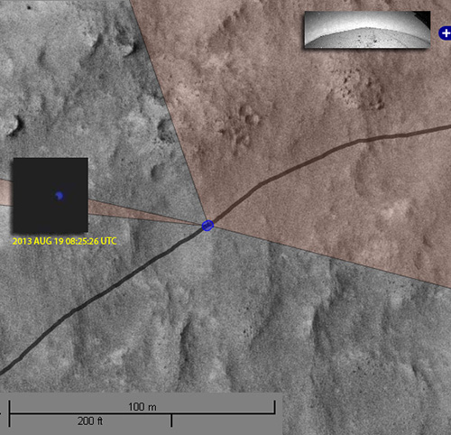 Curiosity Sol 368 MastCam and Rear Hazcam Map