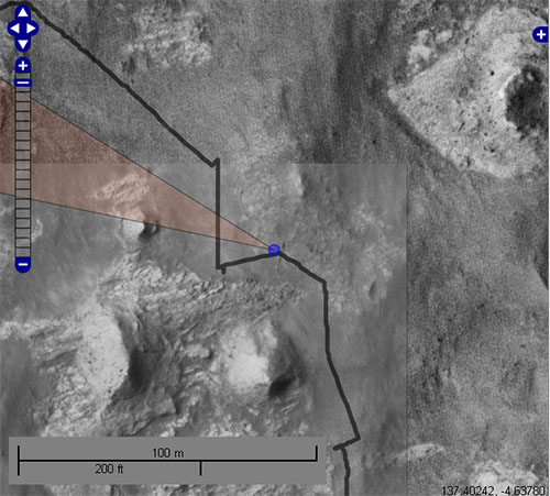 Curiosity sol 587 mappa