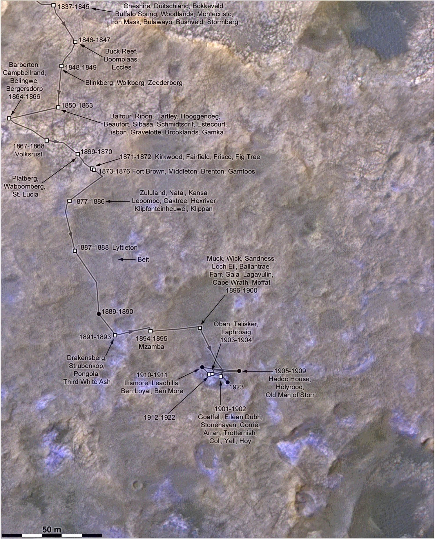 Un dettaglio della traversata di Curiosity sol 1837 - 1910