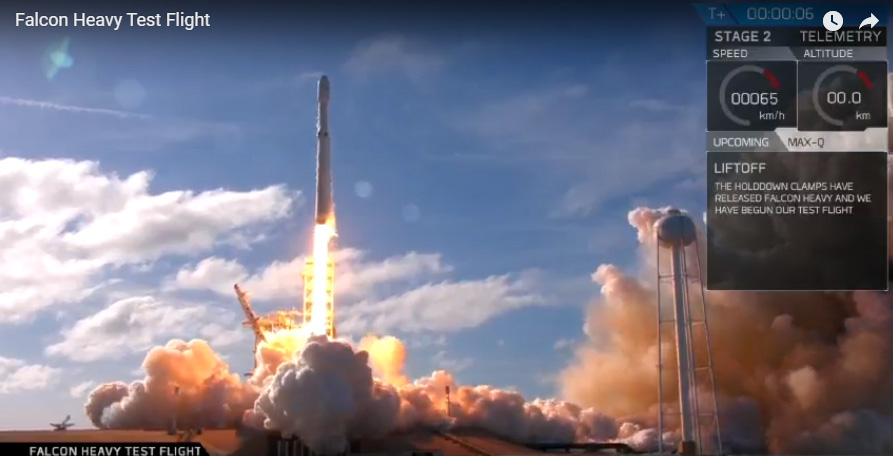 Il Falcon Heavy al decollo